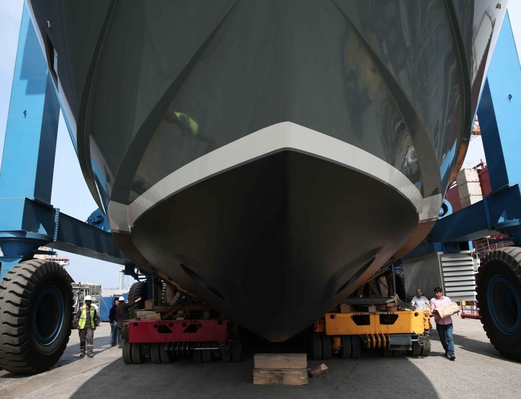 Marine painting and polishing services for yacht refit in Piraeus Greece